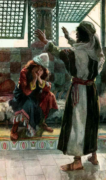 Nathan reprend David, et David se repent, James Tissot (vers 1900) — domaine public