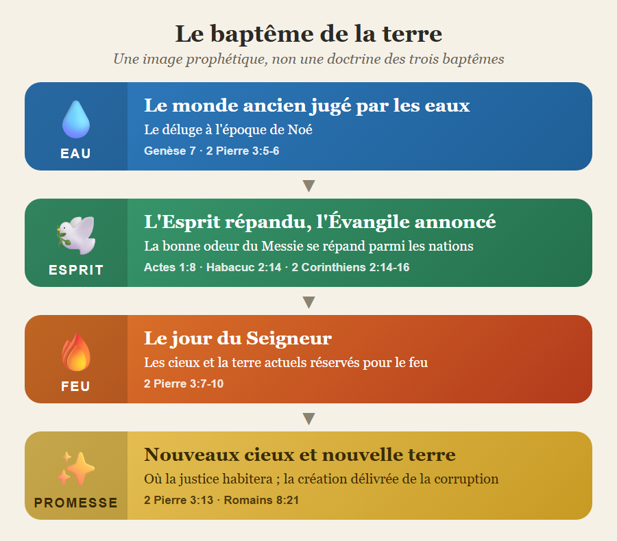 Le baptême de la terre : l'eau, l'Esprit et le feu, puis la nouvelle création